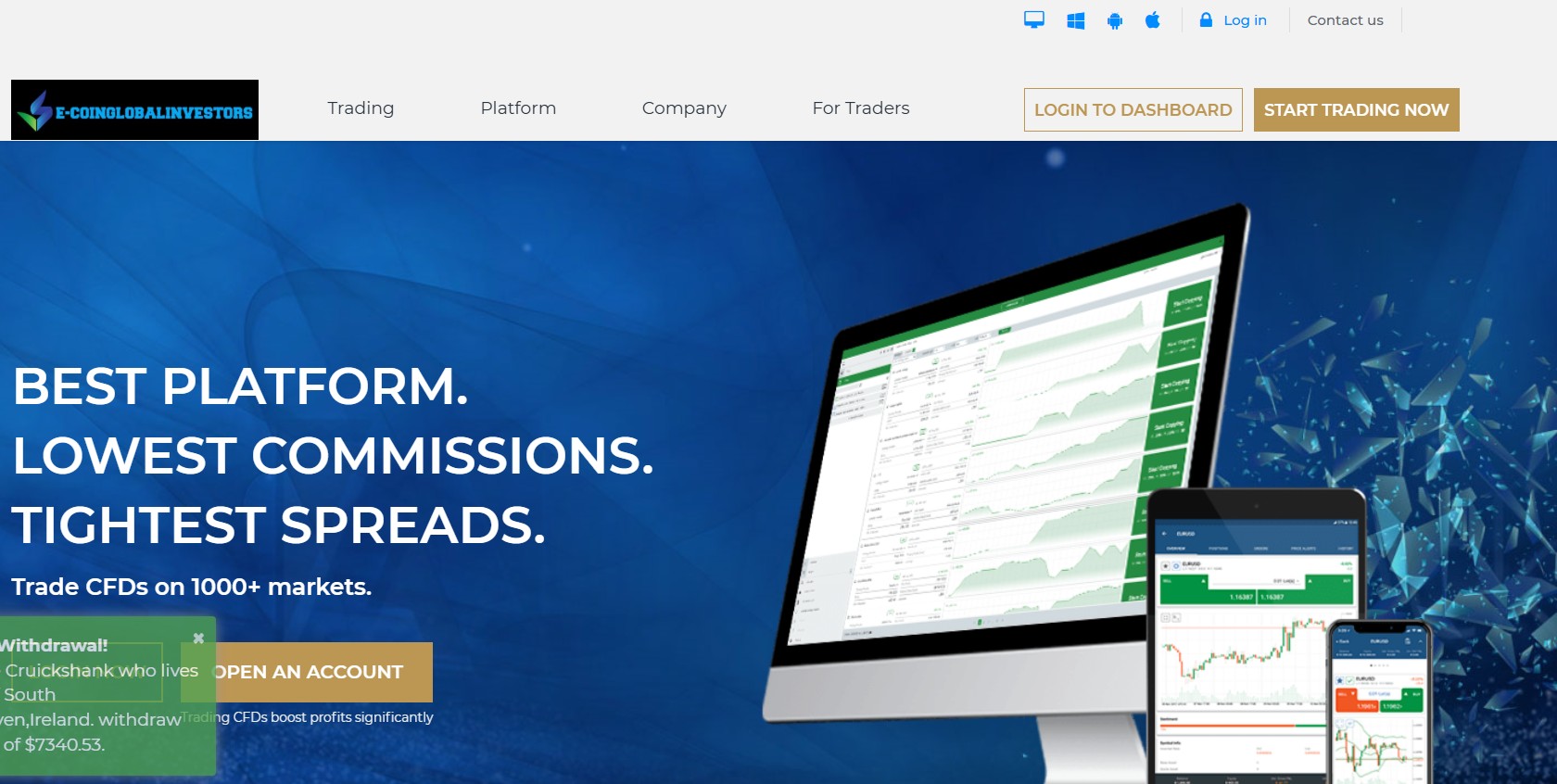 Аферистский брокер E-coin Global Investors (e-coinglobalinvestors.live). Отзывы и возврат денег - 1