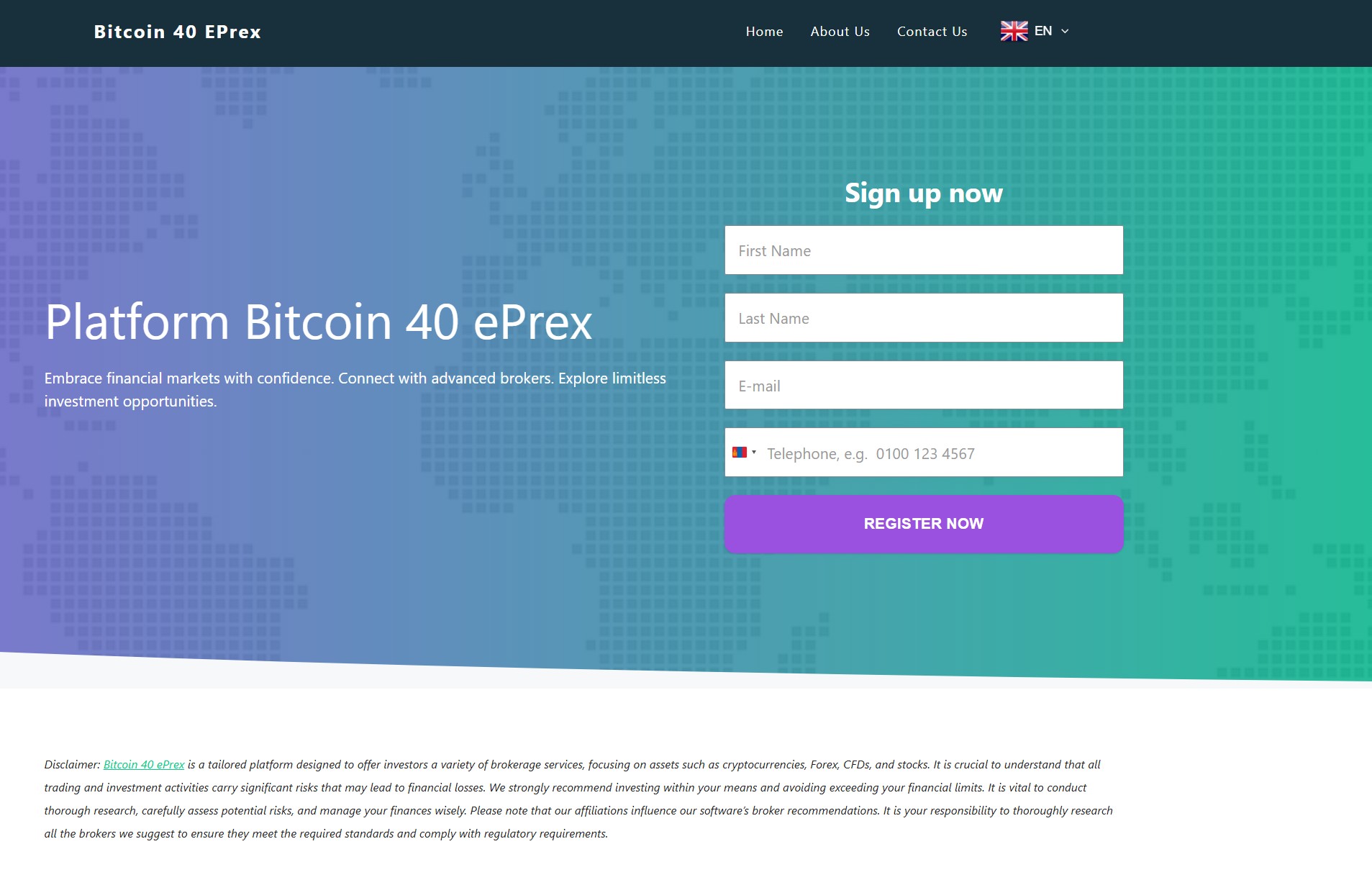 Лжеброкер Bitcoin 40 ePrex (bitcoin-40-eprex.net). Отзывы и возврат денег - 1