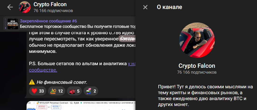 Мошеннический телеграм-канал Crypto Falcon (t.me/falconinvestors). Отзывы и возврат денег - 1