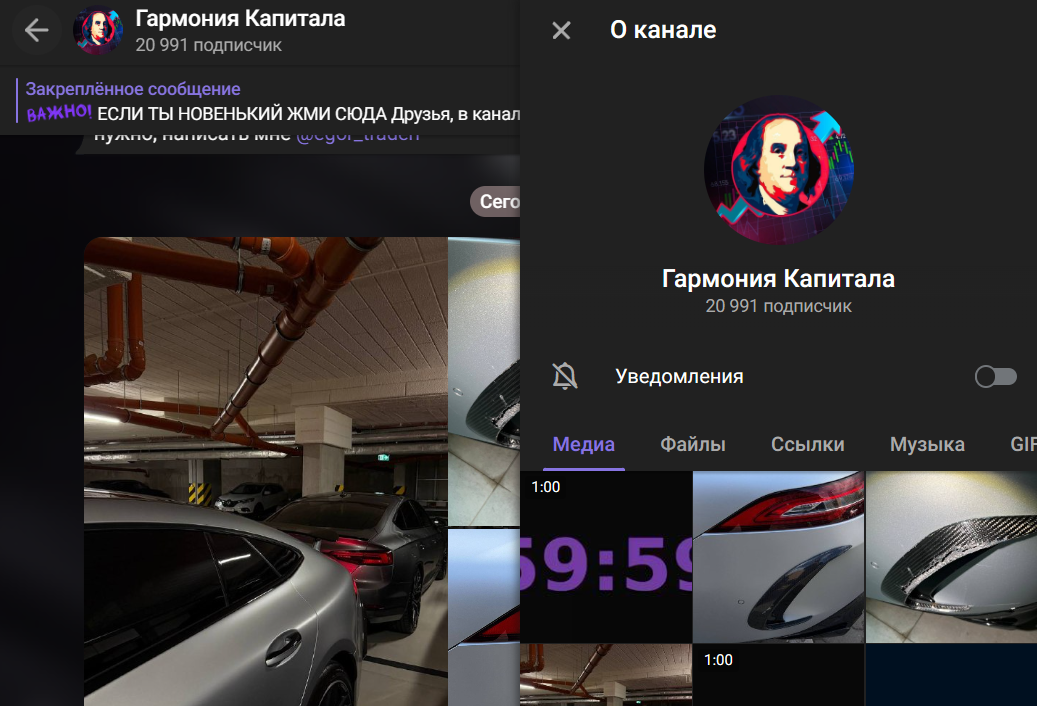 Мошеннический телеграм-канал Гармония Капитала (t.me/joinchat/YKSwr6oDv6ZjZTQy). Отзывы и возврат денег - 1