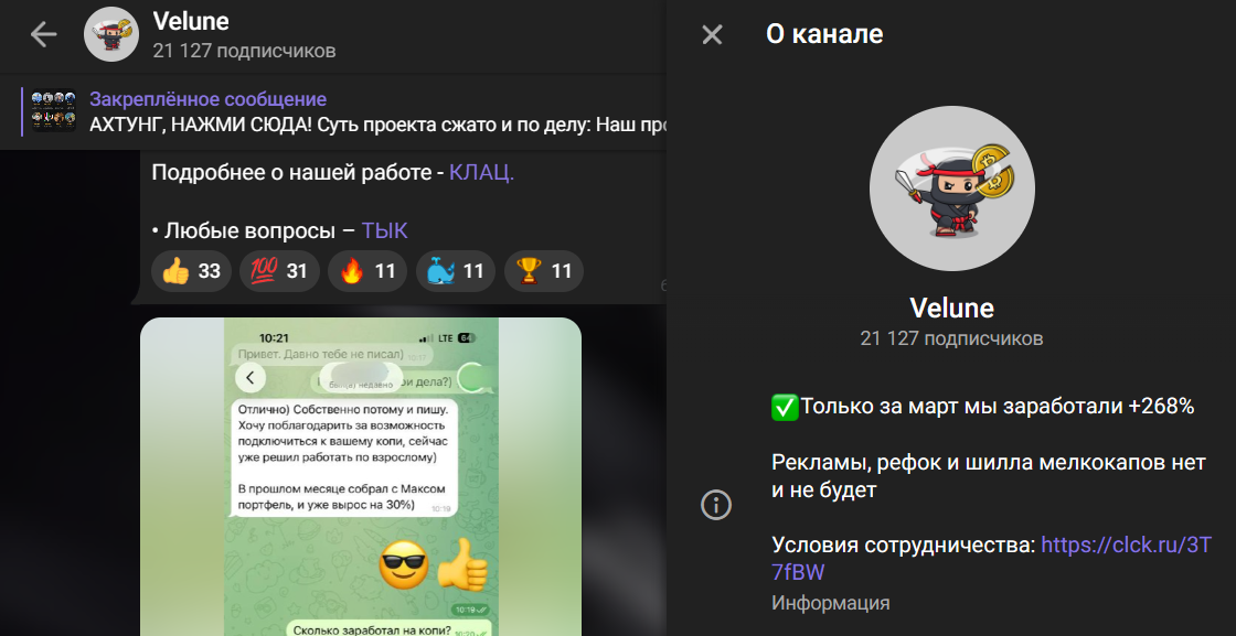 Мошеннический телеграм-канал Velune (t.me/joinchat/0xpsy_DCMjo0MmIy). Отзывы и возврат денег - 1