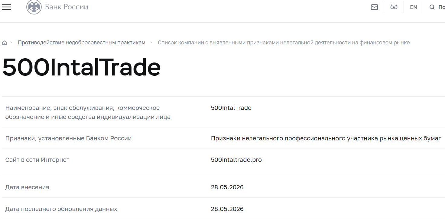 Нелицензированный брокер 500 Intal Trade Pro (500intaltrade.pro). Отзывы и возврат денег - 4