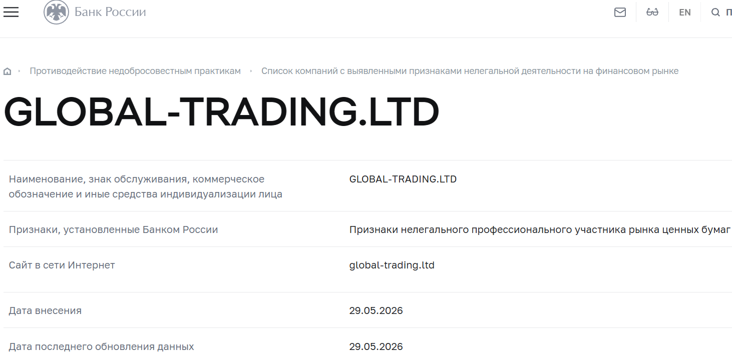 Фальшивый брокер Global Trading (global-trading.ltd). Отзывы и возврат денег - 4
