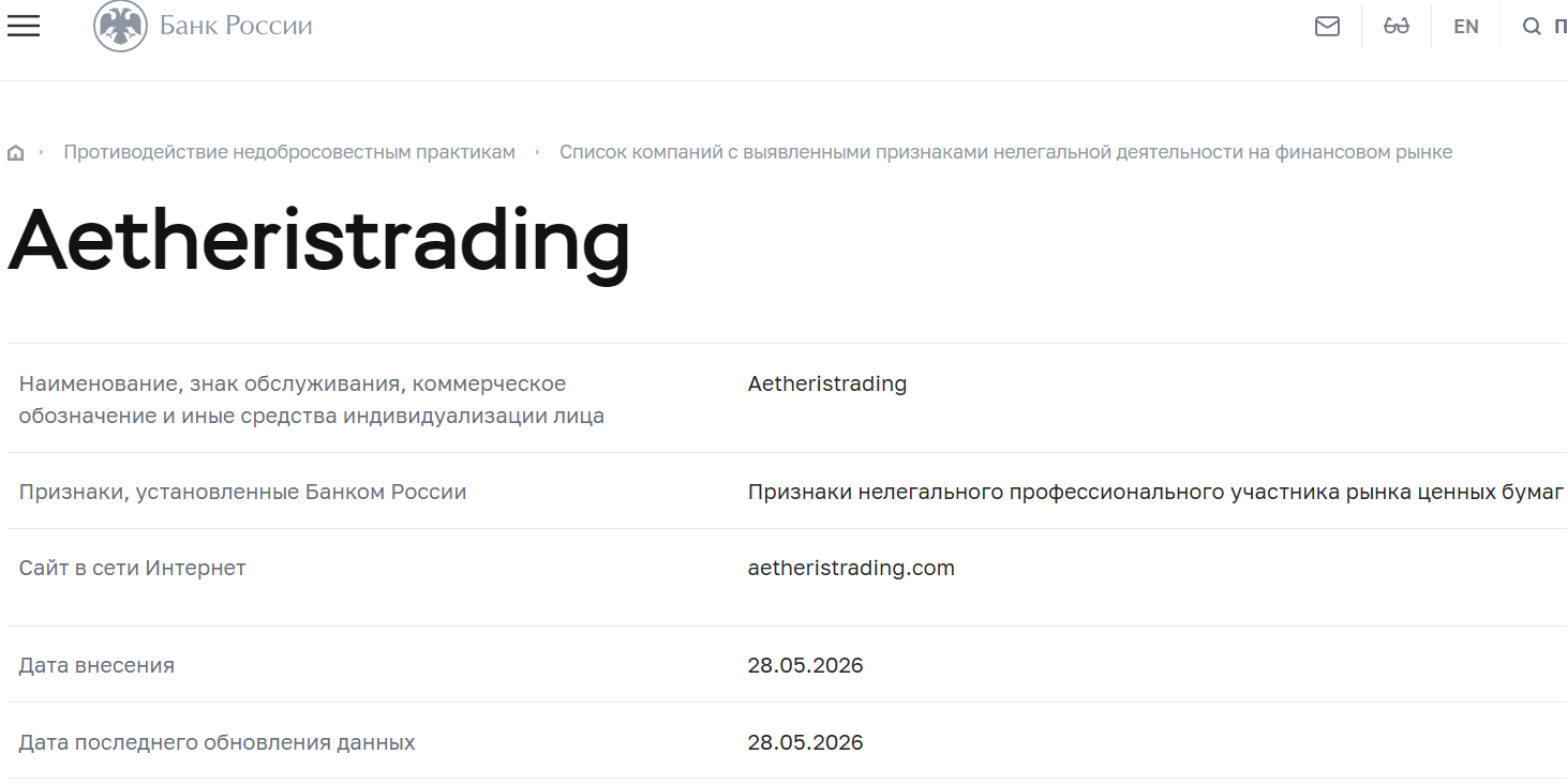 Аферистский брокер Aetheris Trading (aetheristrading.com). Отзывы и возврат денег - 4