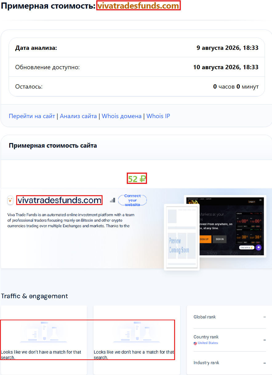 Лжеброкер Viva Trade Funds (vivatradesfunds.com). Отзывы и возврат денег - 3