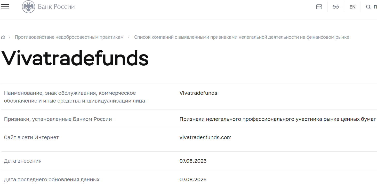 Лжеброкер Viva Trade Funds (vivatradesfunds.com). Отзывы и возврат денег - 4